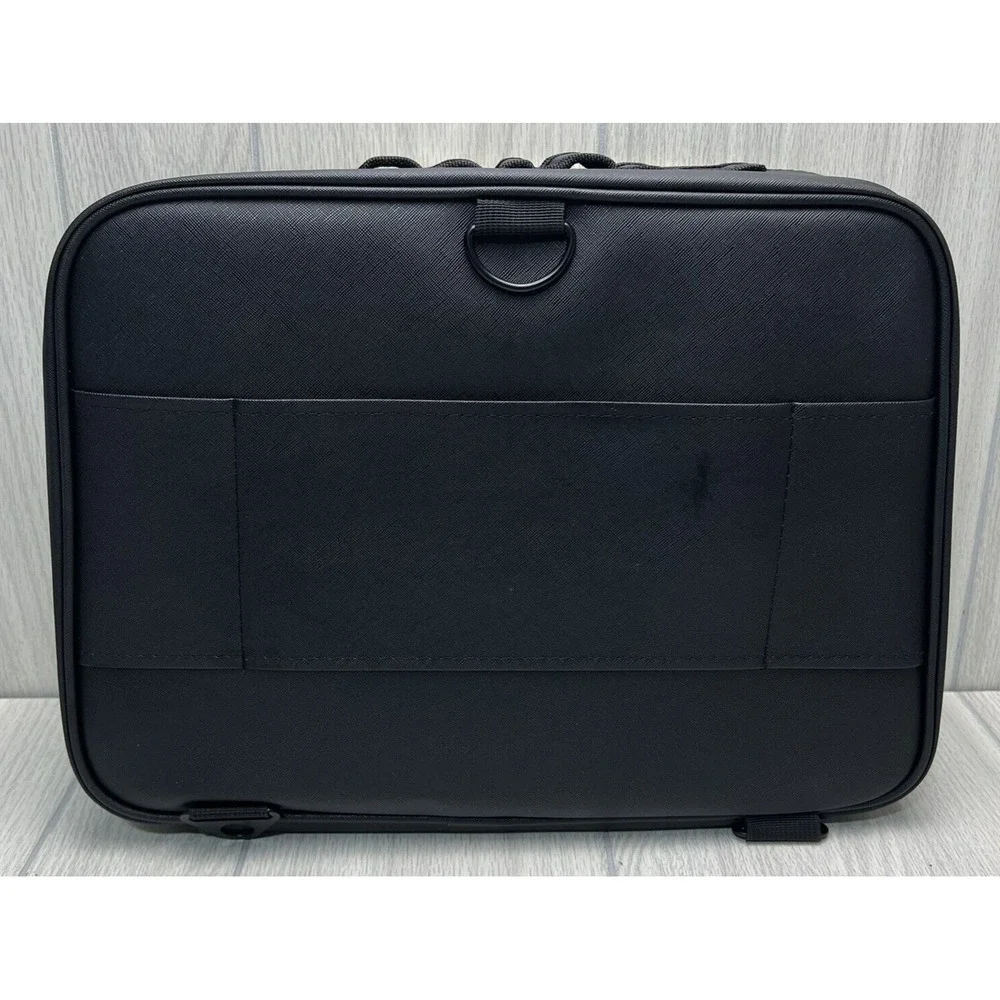 XL Makeup Jewelry Case Ivory Black Adjustable Compartments Travel Train Box
